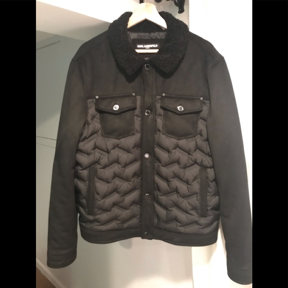 Karl Lagerfeld hybrid puffer jacket. Nice cut stylish and warm.